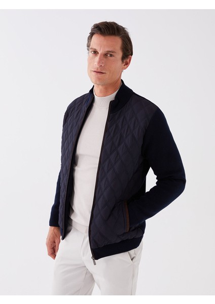 Yeni Sezon Standart Kalıp Dik Yaka Erkek Triko Mont