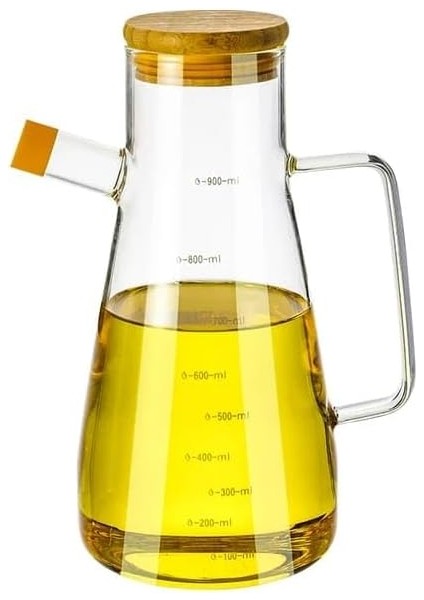 900 ml Borosilikat Cam Yağdanlık,termisil Dayanıklı Yağlık ve Sirkelik,zeytin Yağı, Suyu ve Sirke Için Yağ Şişesi (1 Adet)
