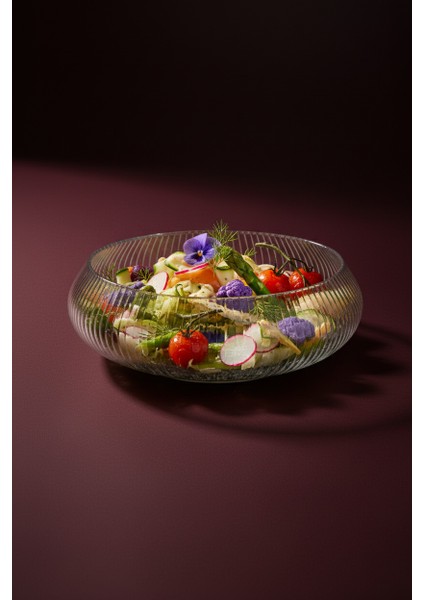 Genova Dev Boy Üfleme Cam Salata Kasesi - Iskandinav Tarz Meyvelik Kase 30 cm