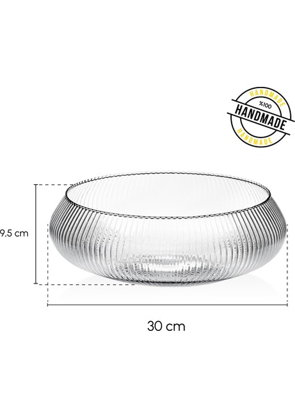 Genova Dev Boy Üfleme Cam Salata Kasesi - Iskandinav Tarz Meyvelik Kase 30 cm fiyatları