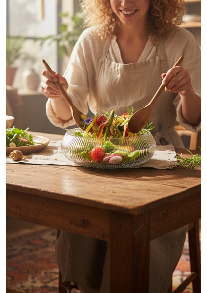 Genova Dev Boy Üfleme Cam Salata Kasesi - Iskandinav Tarz Meyvelik Kase 30 cm fırsatları