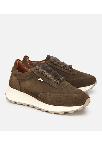 01AYH315410A880 KADIN Süet Deri Haki Bağcık Detaylı Yüksek Tabanlı Spor Ayakkabı fiyatları