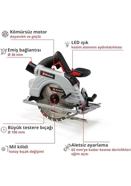 Professional Akülü Daire Testere Tp-Cs 18/190 Li Bl-Solo Power X- (18 V, Ø190 mm Testere Bıçağı, Kömürsüz, 65 mm Kesim Derinliği, Aletsiz Ayar, Akü Dahil Değildir) - 4331210 modelleri
