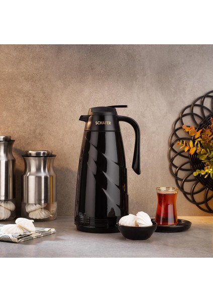 Kitchenhouse Mimoza 1,5 L Cam Termos-Siyah
