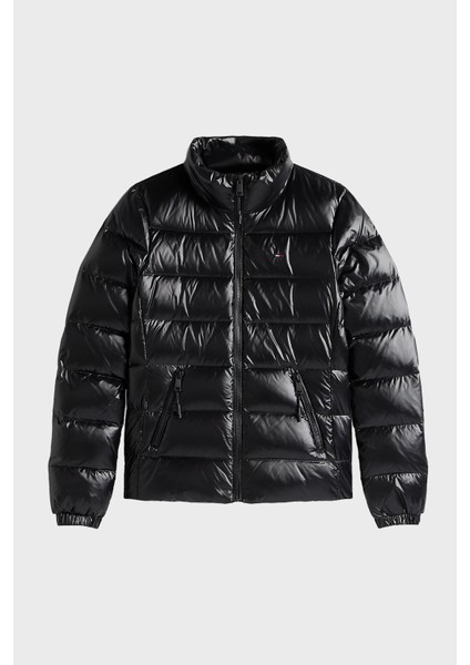 Kapitoneli Slim Fit Dik Yaka Su Itici Parlak Şişme Mont Bayan Mont DW0DW21618 Bds