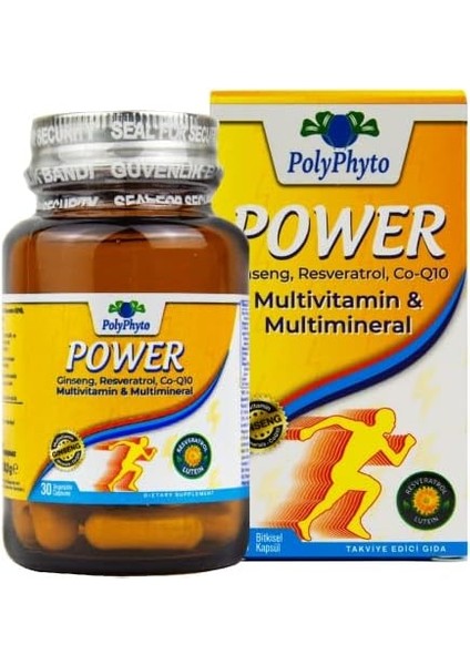 Polyphyto Power Ginseng, Resveratrol, CO-Q10 Multivitamin Multimineral 30 Bitkisel Kapsül fiyatları
