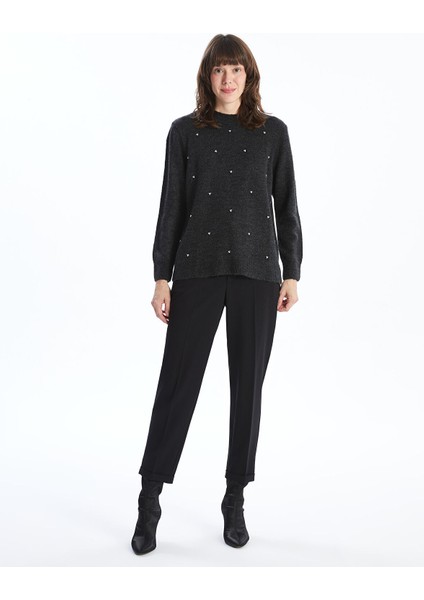 Yeni Sezon Bisiklet Yaka Işlemeli Kadın Triko Kazak fiyatları