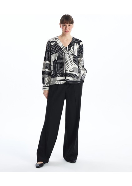 Yeni Sezon V Yaka Desenli Kadın Bluz modelleri