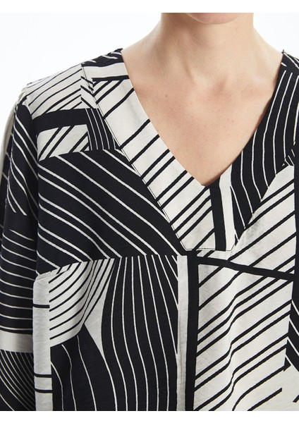 Yeni Sezon V Yaka Desenli Kadın Bluz fırsatları