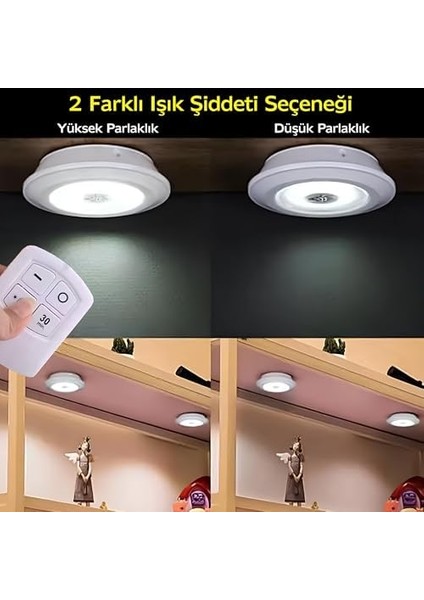 3'lü Uzaktan Kumandalı Kablosuz LED Spot Lambalar – Pratik ve Şık Aydınlatma Çözümü fiyatları