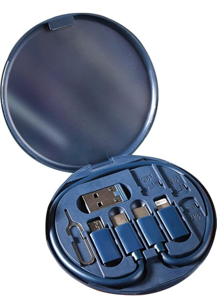 9'u 1 Arada Kablo Kılıfı USB Kablosu Dönüştürme Saklama Kutusu, USB Tip C - Mikro Usb/yıldırım/usb A Kablosu Veri Aktarım Aracı Sim Kart Yuvası Tepsi Çıkarma Pimi Içerir, Telefon