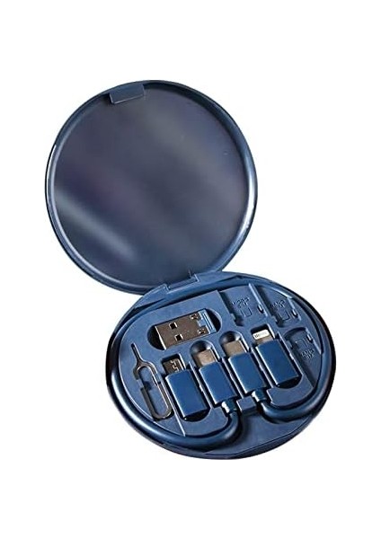 9'u 1 Arada Kablo Kılıfı USB Kablosu Dönüştürme Saklama Kutusu, USB Tip C - Mikro Usb/yıldırım/usb A Kablosu Veri Aktarım Aracı Sim Kart Yuvası Tepsi Çıkarma Pimi Içerir, Telefon modelleri