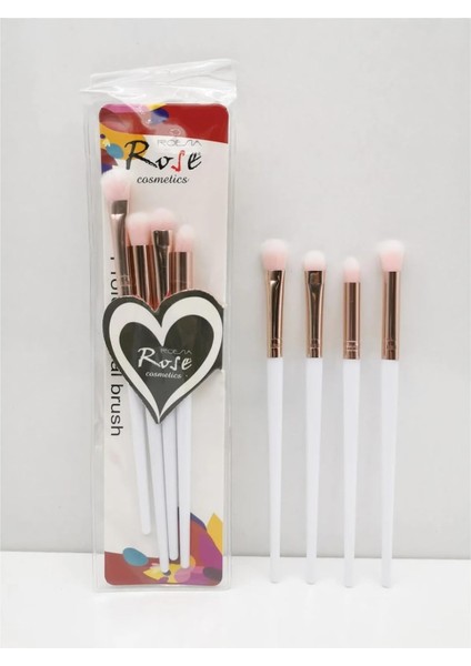 4&apos;lü Beyaz Saplı Far ve Karıştırma Fırça Seti – Profesyonel Göz Makyajı Için Yumuşak Kıllı Karıştırma Fırçaları