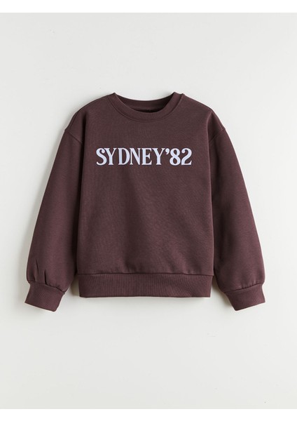 Yeni Sezon Bisiklet Yaka Baskılı Kız Çocuk Sweatshirt