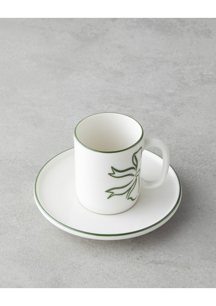 Bowsie Bone Porselen 4 Parça 2 Kişilik Kahve Fincan Takımı 90 ml Kırmızı - Yeşil modelleri