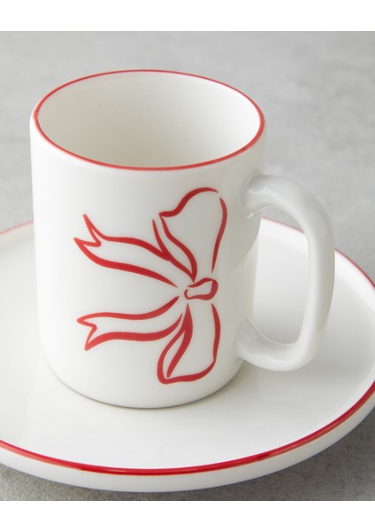 Bowsie Bone Porselen 4 Parça 2 Kişilik Kahve Fincan Takımı 90 ml Kırmızı - Yeşil fırsatları