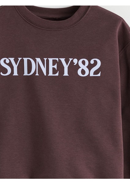 Yeni Sezon Bisiklet Yaka Baskılı Kız Çocuk Sweatshirt modelleri