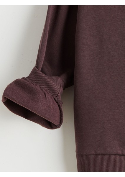 Yeni Sezon Bisiklet Yaka Baskılı Kız Çocuk Sweatshirt fırsatları