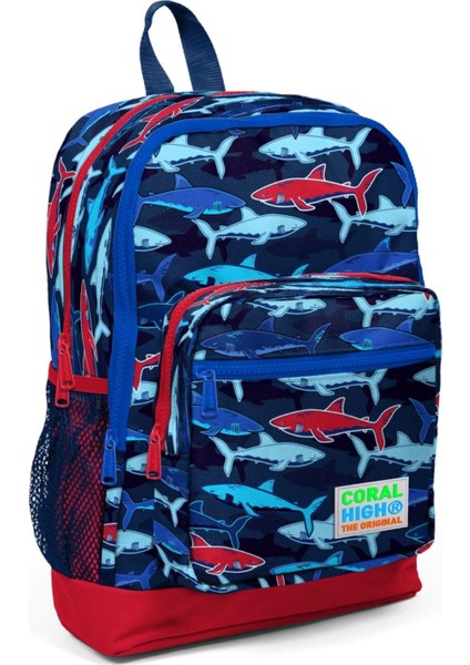 Dört Bölmeli Lacivert Kırmızı Ilkokul Çantası 23718