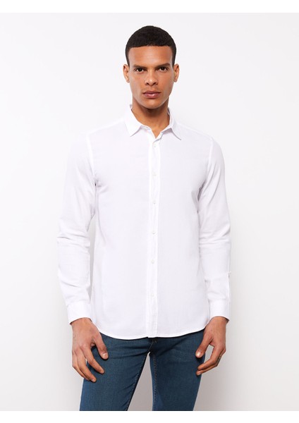 Yeni Sezon Slim Fit Uzun Kollu Gabardin Erkek Gömlek