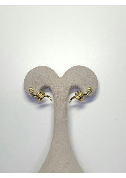 Çelik Gold Rengi Yılan Figürlü Küpe Sarmal Zirkon Taşlı Kadın fiyatları