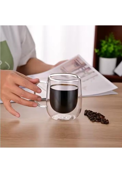 2 Adet Çift Cidarlı Cam Kupa 250 ml Çift Camlı Kupa Glass modelleri