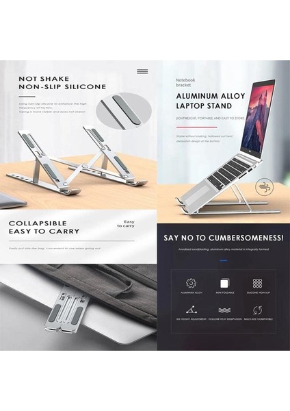Plus ADS-AL05 Alüminyum Ayarlı Laptop Notebook Yükseltici Tutucu Stand modelleri
