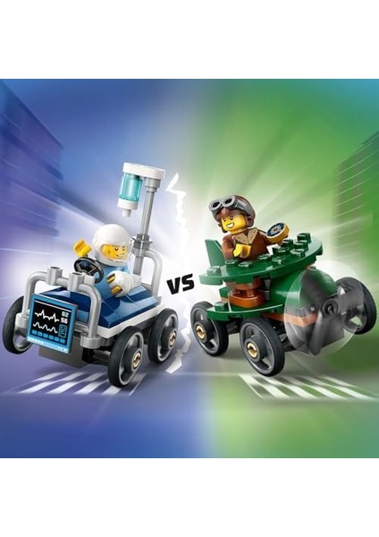 City Uçak, Hastane Yatağına Karşı Yarış Arabası Paketi 60459-5 Yaş Üzeri Çocuklar Için Yaratıcı Oyuncak Yapım Seti, Doğum Günü Hediyesi (70 Parça) modelleri