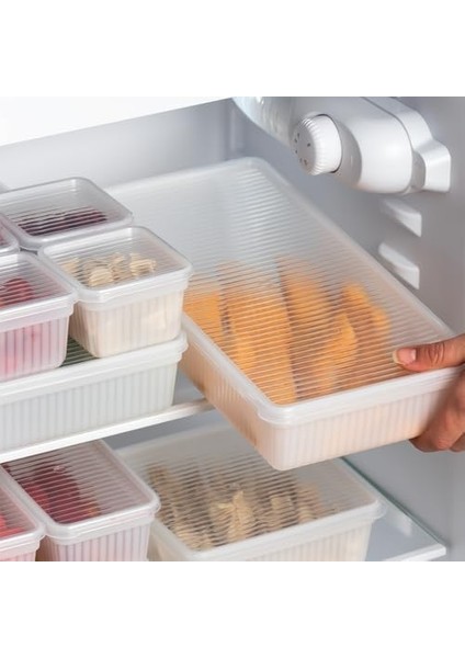 2011 8'li Buzluk Buzdolabı Düzenleyici Derin Dondurucuya Uygun Bakliyat Saklama Kabı Seti -Beyaz modelleri