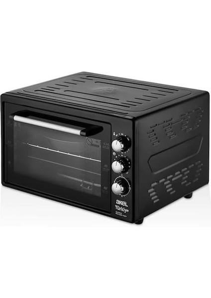 AF380L Lambalı, Termostatlı Saatli 38 Litre Midi Fırın (Siyah)