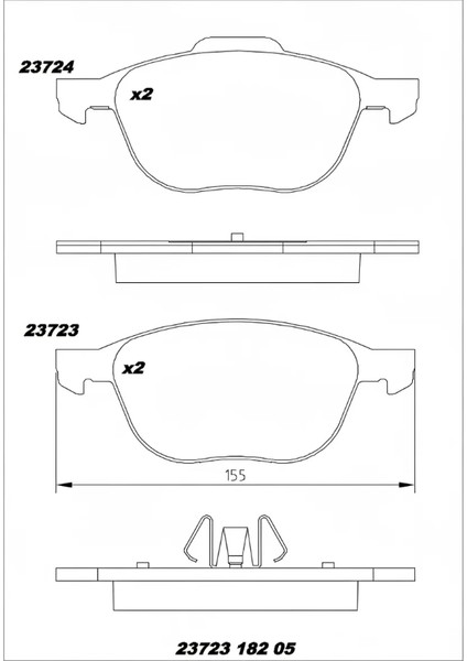 Ford Focus 1.6 Tdcı 2004> Ön Fren Balatası | Kalebalata 23723 182 05 - MEAV6J 2K021 Aa