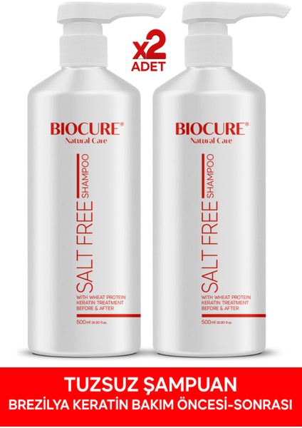 Keratin Bakım Öncesi Sonrası Tuzsuz Arındırıcı Günlük Saç Bakım Şampuanı / Parabensiz 500ML x 2 Adet