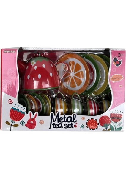 620-C10 Metal Çay Seti Meyveli Desen -Şim