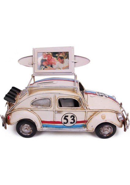 Dekoratif Metal Araba Çerçeveli ve Kumbaralı Hediyelik (3092W) (770770)