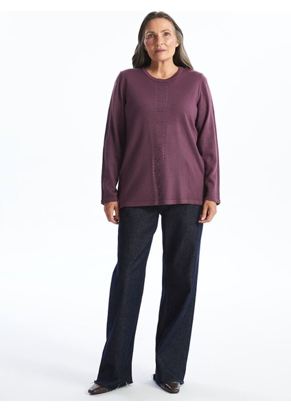 Yeni Sezon Bisiklet Yaka Taşlı Kadın Triko Kazak fiyatları