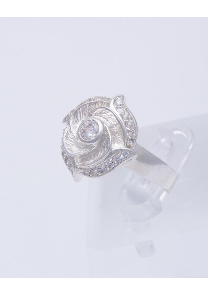 Gül Motifli Zirkon Taşlı 925 Ayar Gümüş Yüzük – Zarafetin En Romantik Hali fırsatları