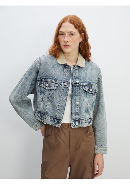Yeni Sezon Gömlek Yaka Kadın Jean Ceket