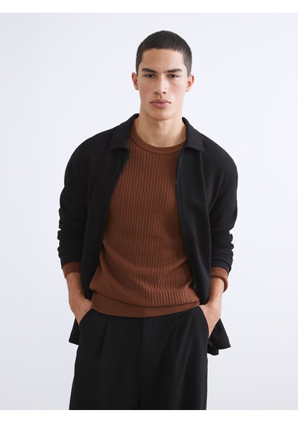 Yeni Sezon Polo Yaka Erkek Fermuarlı Sweatshirt