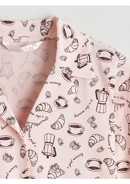 Yeni Sezon Gömlek Yaka Desenli Kadın Pijama Takımı modelleri