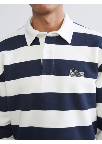 Yeni Sezon Polo Yaka Çizgili Erkek Kalın Sweatshirt modelleri