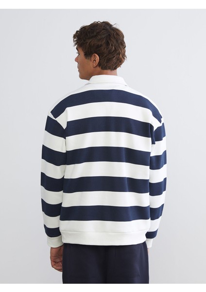 Yeni Sezon Polo Yaka Çizgili Erkek Kalın Sweatshirt fırsatları