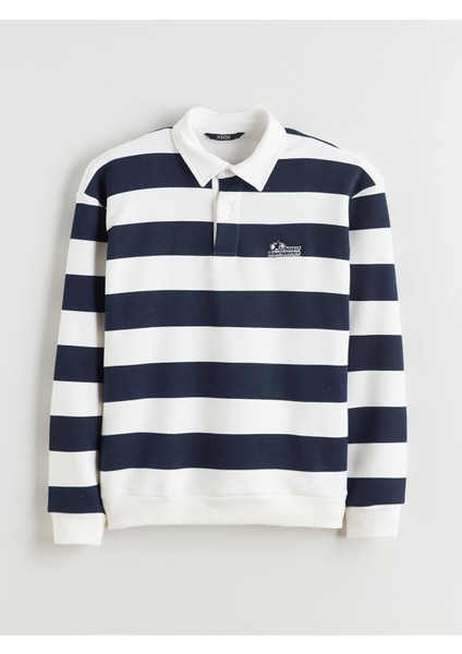 Yeni Sezon Polo Yaka Çizgili Erkek Kalın Sweatshirt indirimleri