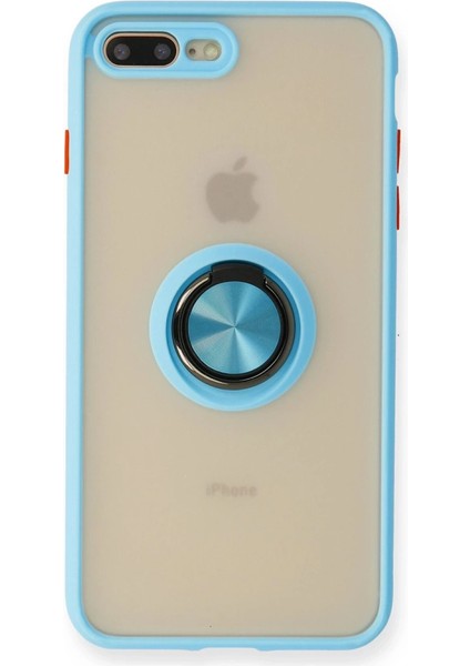 Iphone 7 Plus Kılıf Montreal Yüzüklü Silikon Kapak - Buz Mavi