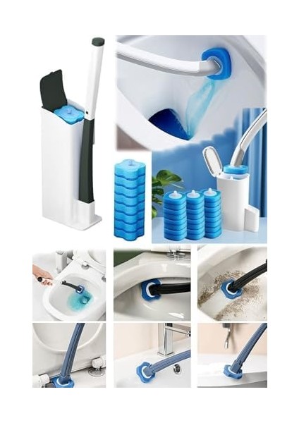 Özel Sünger Başlıklı Temizlik Seti - Kullan At Süngerli ve Deterjanlı Tuvalet Fırçası (Set) fiyatları