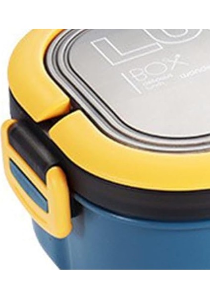 1200 ml 2 Katlı 6 Bölmeli Bpa'sız Pp Plastik Sefer Tası ve Beslenme Çantası - Hava Kilitli Bento Lunch Box, Çatal ve Kaşık Dahil (Mavi) fiyatları