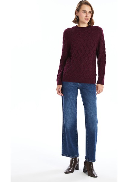 Yeni Sezon Bisiklet Yaka Kendinden Desenli Uzun Kollu Kadın Triko Kazak fiyatları