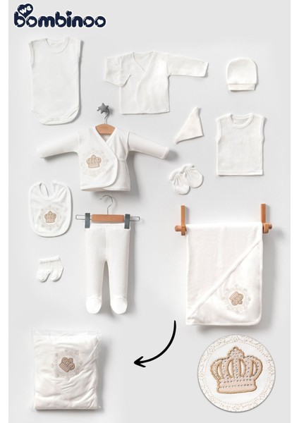 Bebe Nakışlı Taşlı 10 Parca Yeni Doğan Hastane Cıkışı Zıbın Set