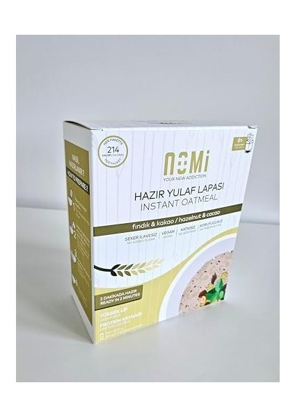 Nomi Fındık ve Kakaolu Hazır Yulaf Lapası - 8 Adet 50GR Paket fiyatları