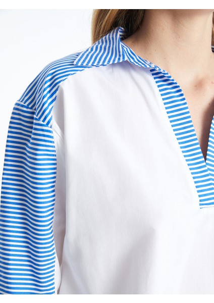 Yeni Sezon Polo Yaka Çizgili Oversize Kadın Tişört modelleri