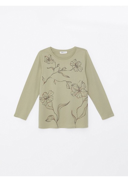 Yeni Sezon Bisiklet Yaka Çiçekli Kadın Tişört indirimleri